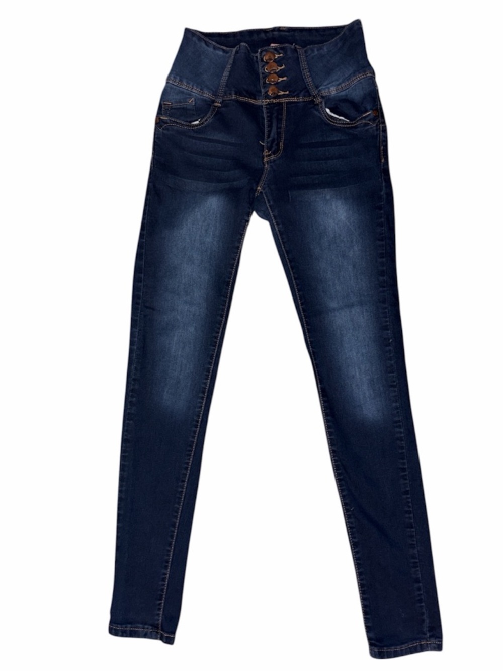 HAILEY High-Rise Navy Skinny Jeans with Button-Front Detail Size 5